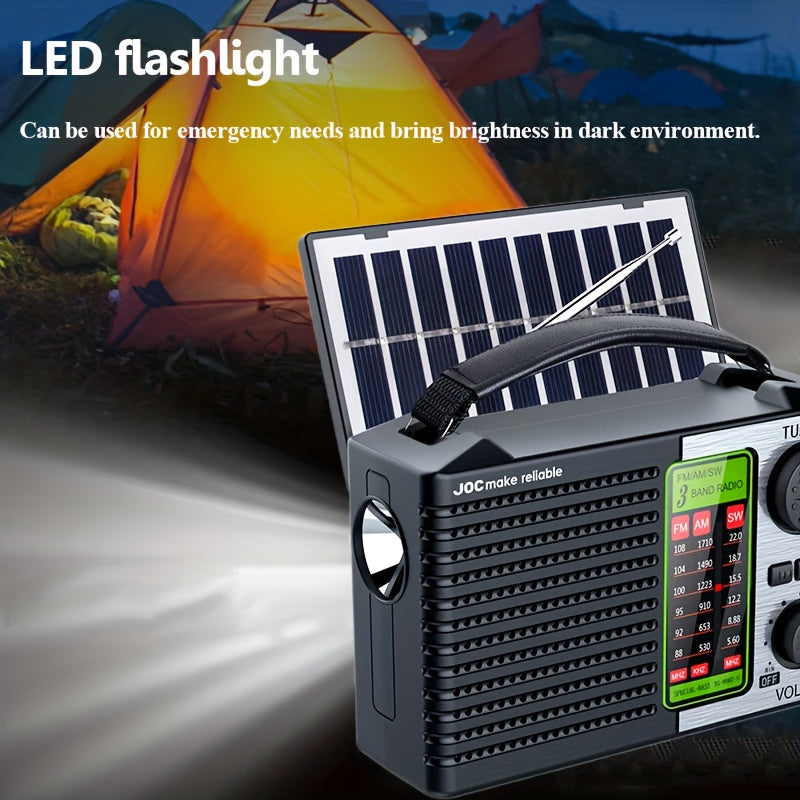 2026 New 5-in-1 Emergency Radio with Dual Speaker System, MP3/USB/TF Card Player, FM/AM/VHF/SW Bands,, 180° Foldable Solar Panel & Flashlight - Portable for camping,, Power Outages (/)