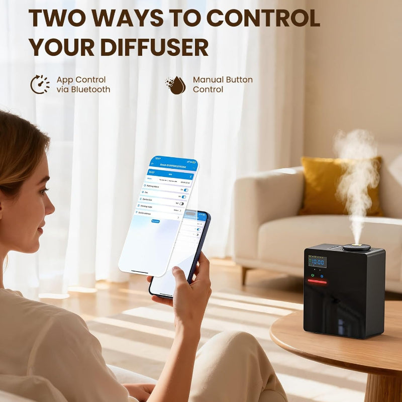 GOANDO Scent Diffuser with App & Programmable Timer - Essential Oil Diffuser (No Refills Included), Waterless Operation, Cold Air Fan System, Heatless Diffusion, for /Office, Compatible for Spaces up to 2500 Sq Ft
