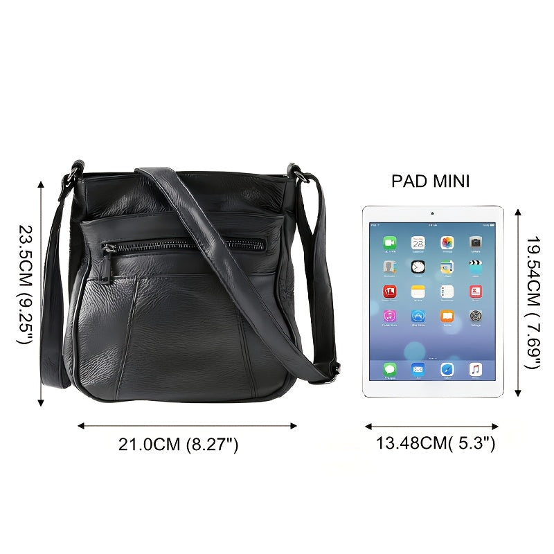 Genuine Leather Pockets Laptop Messenger Shoulder Bag Luxurious, Versatile, And Spacious with Ample Storage - Handbag Purse Cross Body Organizer Smart Phone Bag Multi Layer Zipper Anti-theft Student Gift Idea
