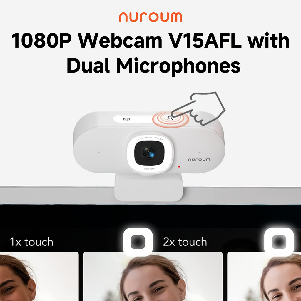 NUROUM 1080P/2K/4K Webcam with AI Auto Framing And True Autofocus Dual Noise Canceling Mics 90 Degree FOV Plug And Play for Zoom Meetings Gaming Home Office, V11/V15/V32