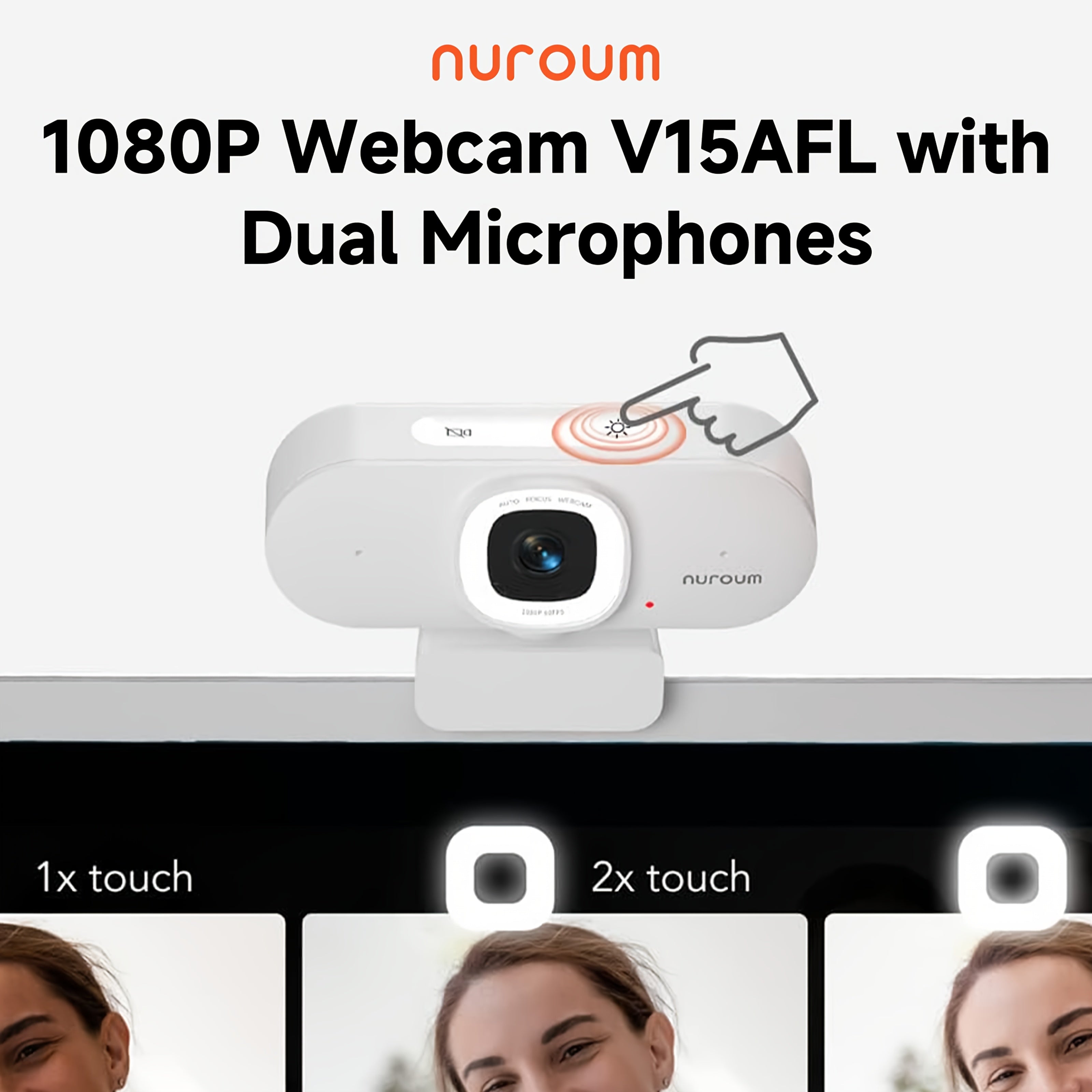 NUROUM 1080P/2K/4K Webcam with AI Auto Framing And True Autofocus Dual Noise Canceling Mics 90 Degree FOV Plug And Play for Zoom Meetings Gaming Home Office, V11/V15/V32