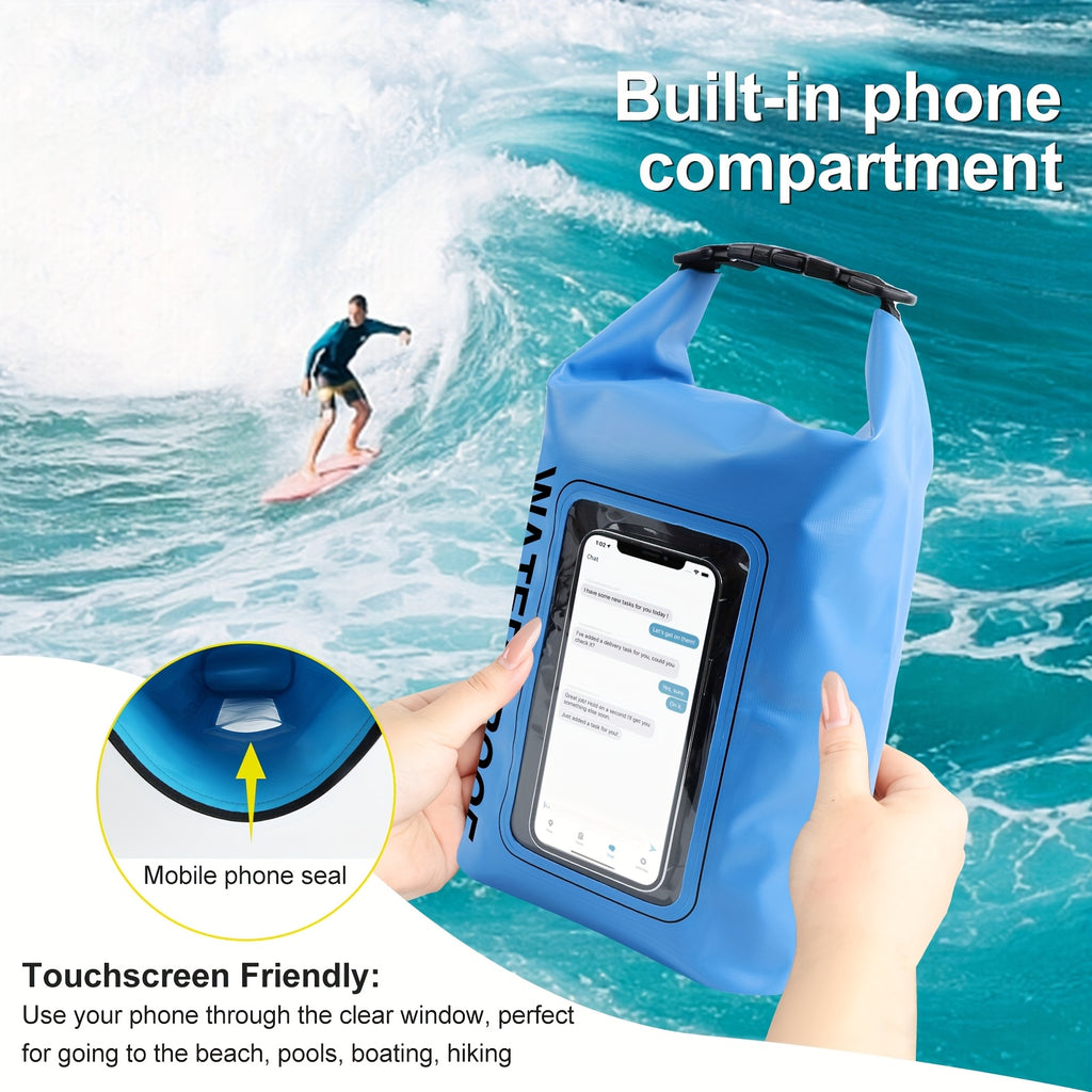 RYNAPAC Dry Bag Waterproof For Women Men, Touchscreen Mobile Phone Window, 1.32gal/2.64gal/5.28gal/7.93gal/10.57gal Roll Top Lightweight Dry Storage Bag Backpack With Phone Case For Travel, Swimming, Boating, Kayaking, Camping & Beach