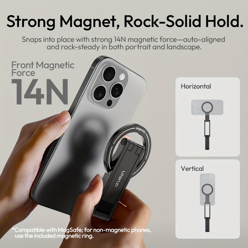ULANZI MA60 0.8Cm Ultra-Slim Magnetic Phone Tripod - 5-In-1 Foldable Stand W/ 14N Dual-Side Magnet, 500G Load for Content Creation (Desktop/Handheld/Vlog)