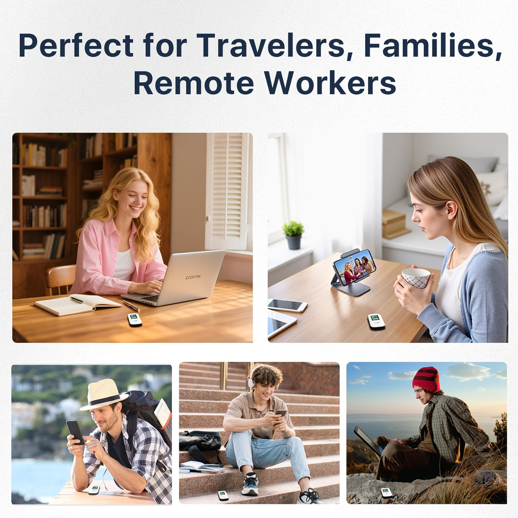 4G LTE WiFi Mobile Hotspot(Data SIM Card Included), 16 Connected Devices, Multiple Networks Verizon/AT&T Compatiable,, Portable Internet for Campers, Motorhomes And Travels, 1GB Free Gloabl Data (US/CA/MX/EU/Asia)