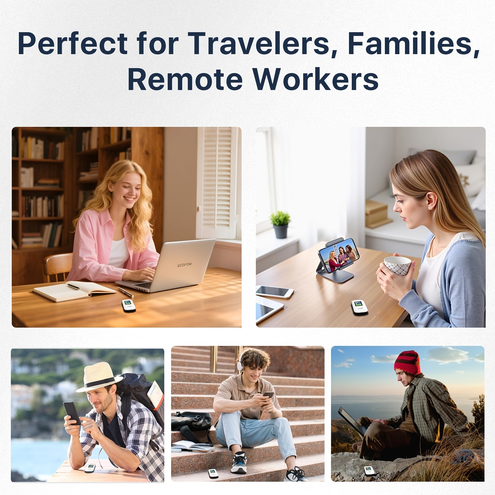 4G LTE WiFi Mobile Hotspot(Data SIM Card Included), 16 Connected Devices, Multiple Networks Verizon/AT&T Compatiable,, Portable Internet for Campers, Motorhomes And Travels, 1GB Free Gloabl Data (US/CA/MX/EU/Asia)