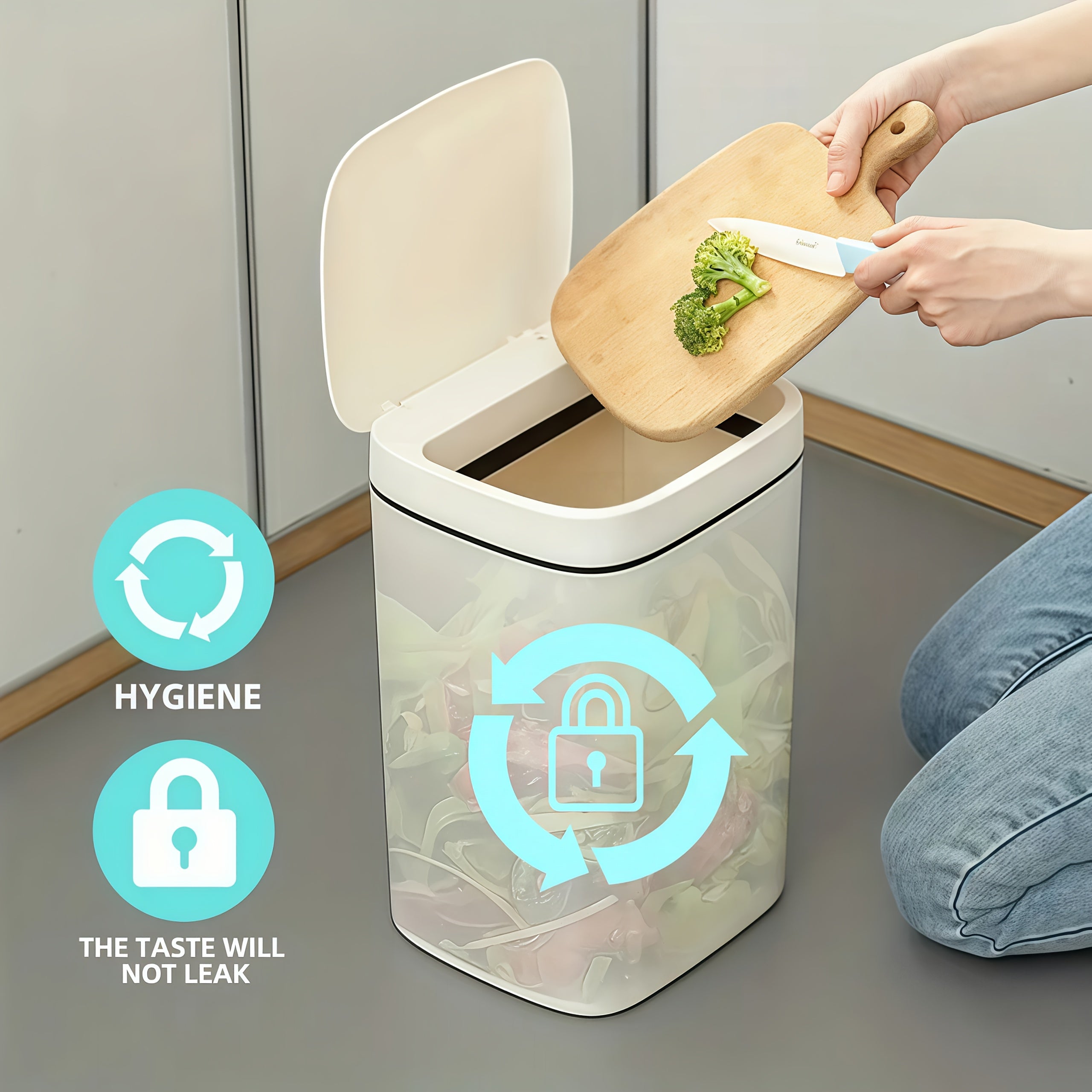 [Touchless Trash Bin] Automatic Sensor Trash Can | Hands-Free Touchless Operation, Modern White - for Home, Office, Hotel, Bathroom, Kitchen - No Batteries Included - Ideal for Small Spaces & Car