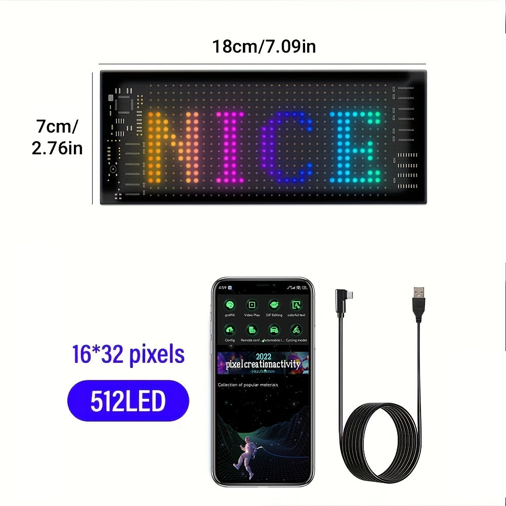 Programmable Flexible LED Display | Colorful Pixel Wall Art, App Control, Text and Pattern, Suitable for Store Signage, Car Window Decoration, Game Room Lights | Wall Mount, USB Powered, Non, Timer and Dimmable Features