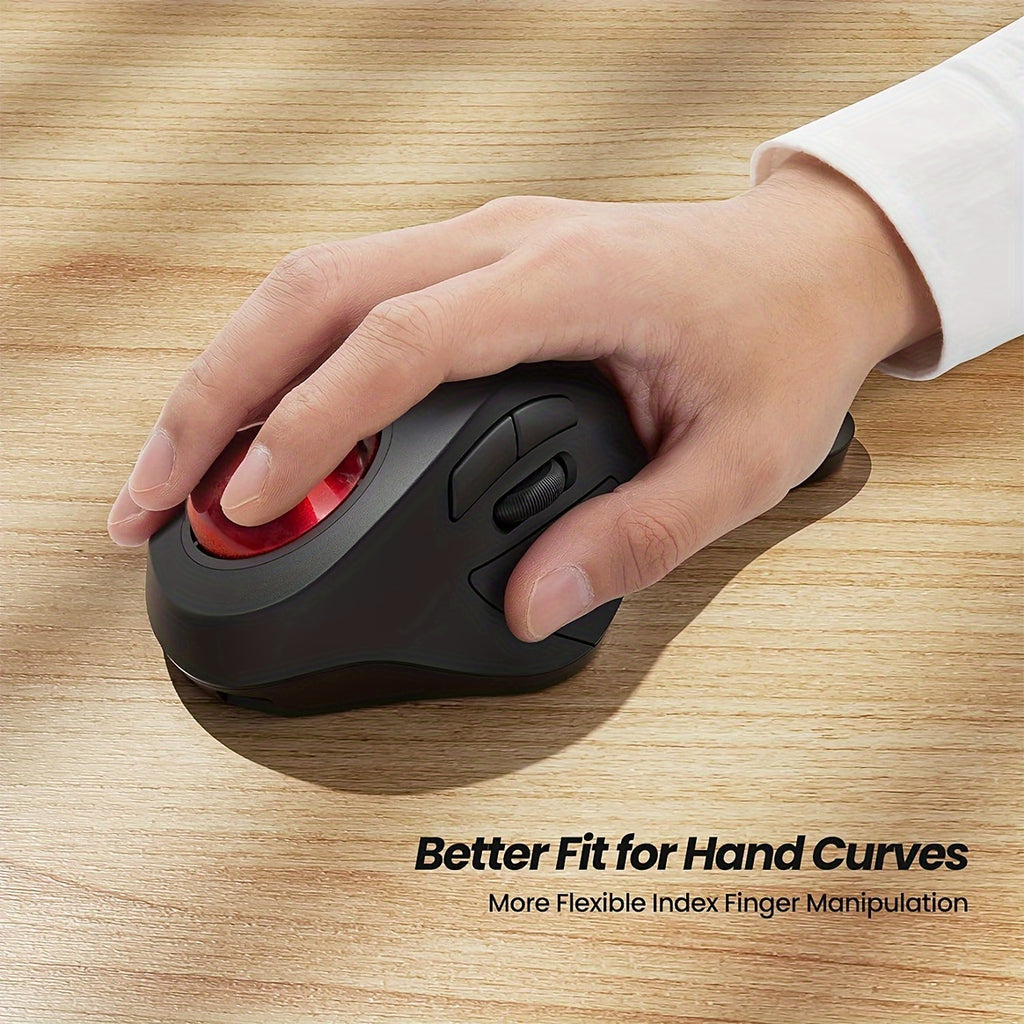 Nulea Wireless Ergonomic Trackball Mouse, Rechargeable, BT Rollerball Mouse, 44mm Index Finger Trackball, 5 Adjustable DPI, Compatible with PC, Laptop, Mac