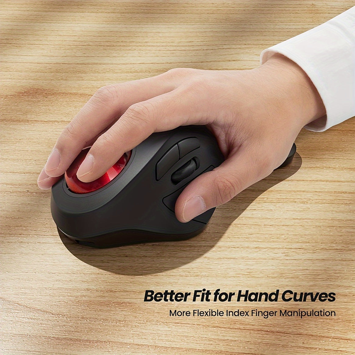Nulea Wireless Ergonomic Trackball Mouse, Rechargeable, BT Rollerball Mouse, 44mm Index Finger Trackball, 5 Adjustable DPI, Compatible with PC, Laptop, Mac