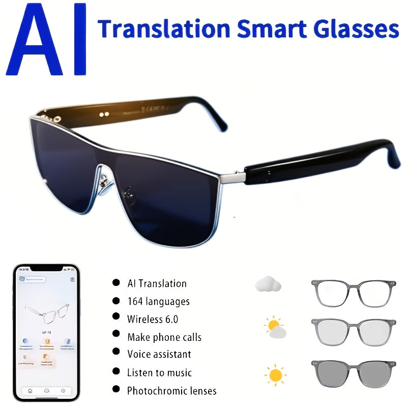 AI Smart Glasses: Smart Glasses That Support Real-time Translation In 160 Languages. These New Multifunctional Audio Glasses Feature Built-in Microphones And Speakers, Delivering High-definition Voice Calls And Hi-Fi Music Quality. They Offer Music