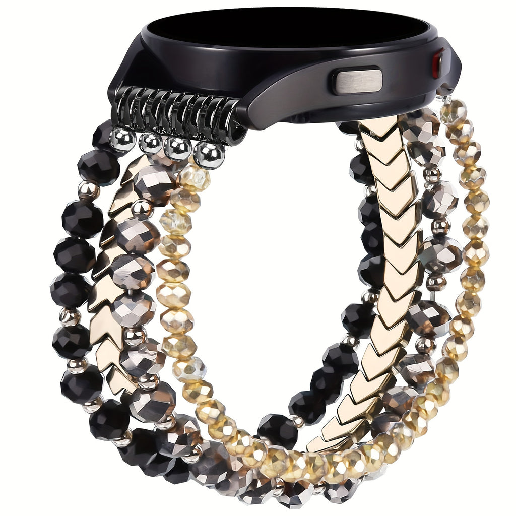 Arrow Strap Compatible with Samsung Galaxy Watch 4 40mm 44mm Strap/Galaxy Watch 5/Active 2 40mm 44mm/Watch 4 Classic 42mm 46mm Strap Ladies 20mm Handcrafted Fashion Elastic Beaded Bracelet Replacement for Suitable Galaxy Watch 5Pro 45mm Watch Strap