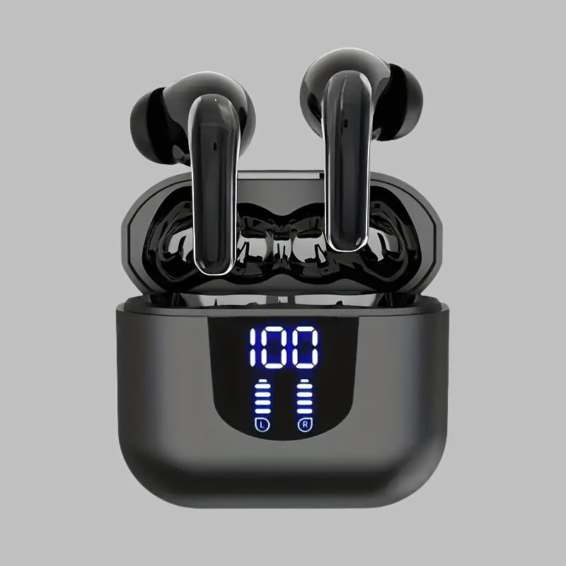 Wireless Earphones, Wireless 5.4 Earphones with Bass Stereo Sound, Earphones with Noise Cancelling Microphone And LED Display Screen, in Ear Earphones, 40 Hours of Playback Time, Suitable for Laptops, Tablets, Mobile Phones, And Sports Exercise