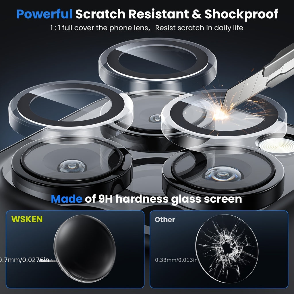 Rear Camera Lens Protector - Perfect Fit 5pcs Mixed for iPhone 16/11/12/13/14 Max/12/13 Mini Protector Set, 5 Colors: Golden, Silvery, Black, Gray, Rainbow