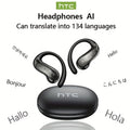 The HTC NE19 New AI Translation Earbuds (TWS) Support 134 Languages, Are Wireless Open-ear, Bluetooth 5.4 HiFi Audio, And Offer Long Battery Life, Making Them Suitable for Sports And Casual Attire. These Hands-free Wireless Earbuds Are Perfect