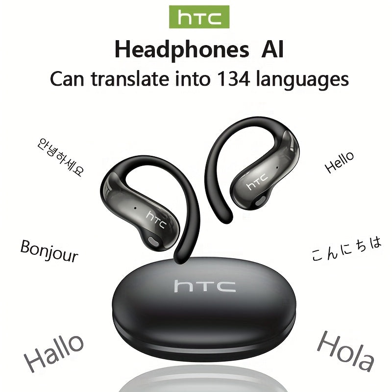 The HTC NE19 New AI Translation Earbuds (TWS) Support 134 Languages, Are Wireless Open-ear, Bluetooth 5.4 HiFi Audio, And Offer Long Battery Life, Making Them Suitable for Sports And Casual Attire. These Hands-free Wireless Earbuds Are Perfect