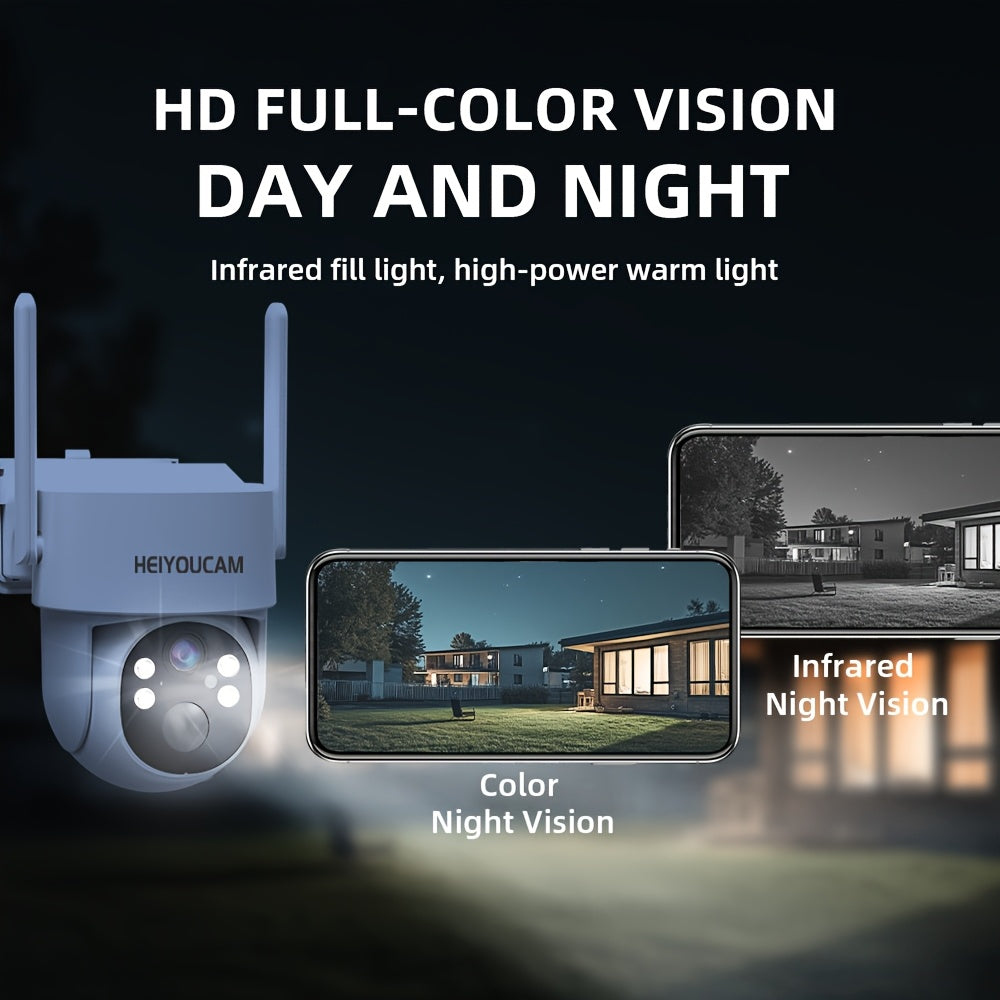4K Solar Security Cameras Wireless Outdoor, 360° View Pan/Tilt WiFi Security Camera Outside with Color Night Vision, PTZ Surveillance Camera with PIR, Easy to Install, PIR Alarm, 2-Way Audio, SD/Cloud,