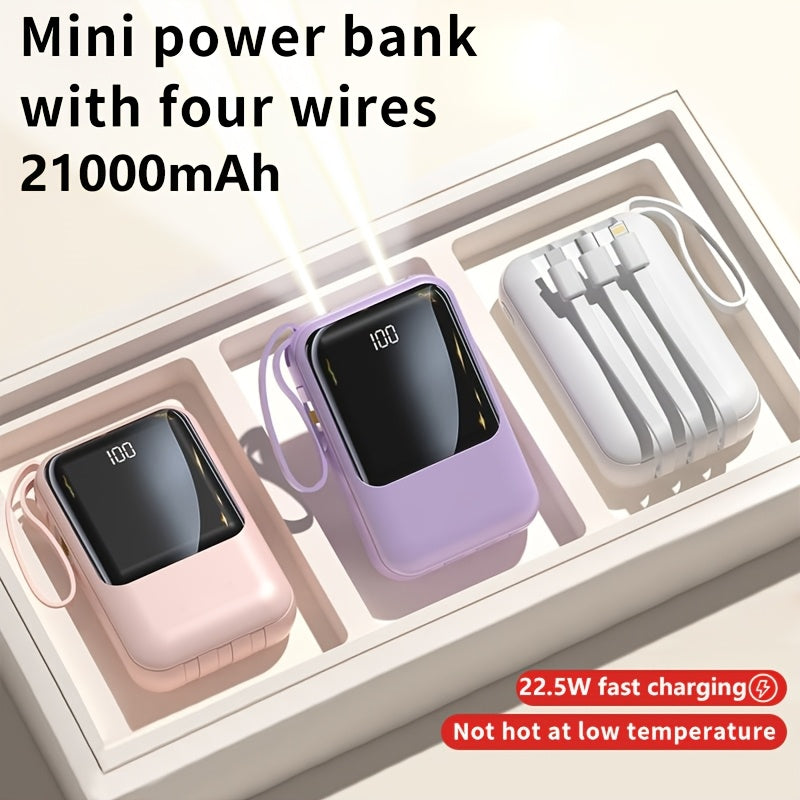2026 New Model, 21000mAh Mini Power Bank, 5W Slow Charging - 22.5W Fast Charging Power Bank, Ultra-thin LED Display Mobile Charger, Compact External Battery Pack Phone Charger, Holiday Gift, High-capacity Power Bank, Compatible with Various