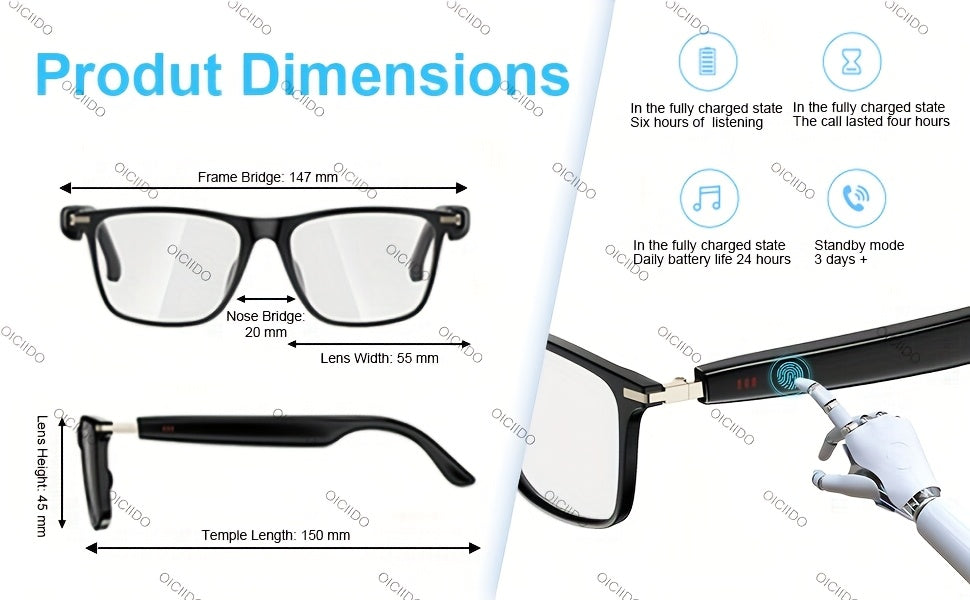 OICIIDO New AI Smart Glasses Support Real-time Translation for 160+ Languages And Video Translation. Equipped with Chat GPT System. Multifunctional Audio Glasses for Men And Women. Built-in Microphone And Speaker. HD Voice Calls And Hi-Fi Music