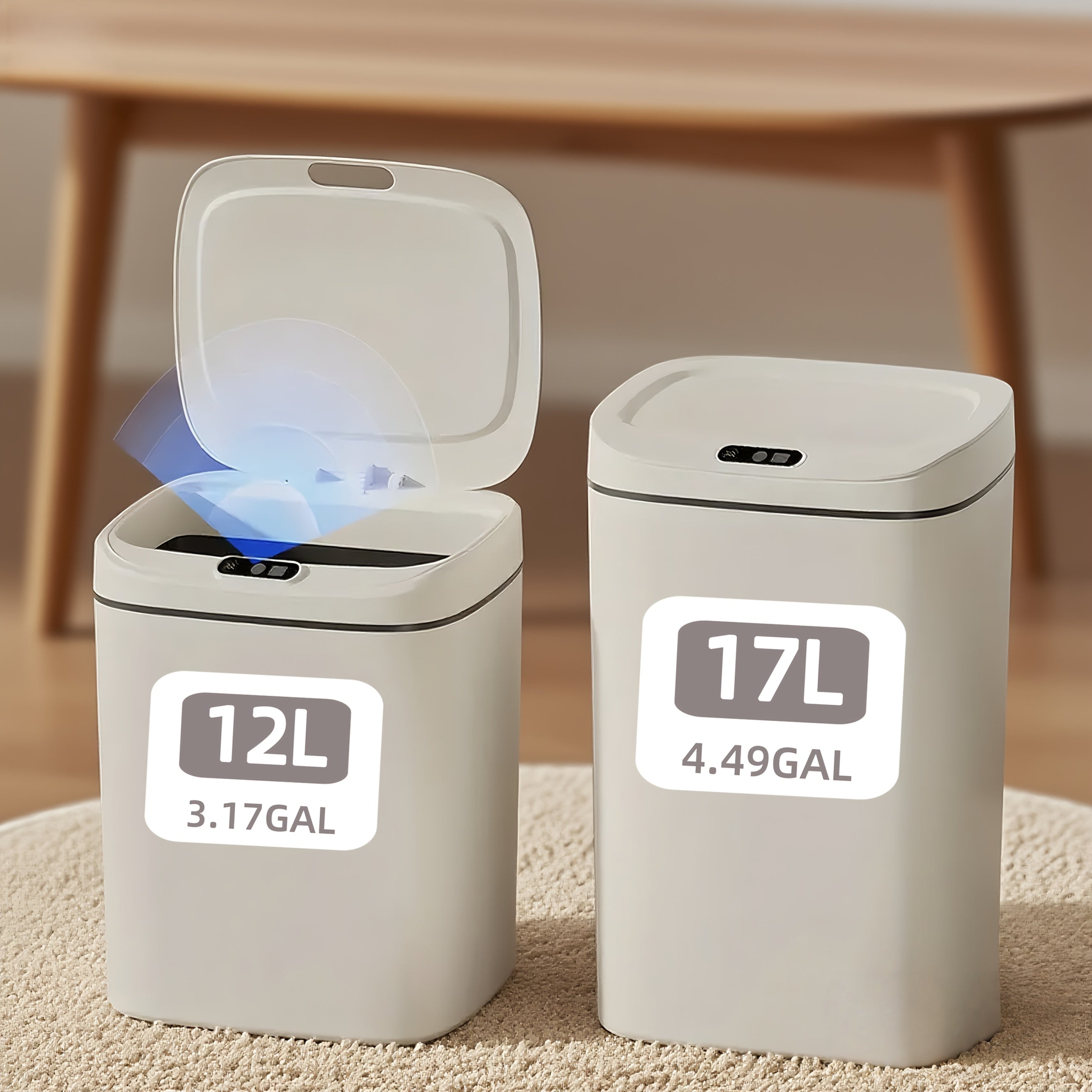 [Touchless Trash Bin] Automatic Sensor Trash Can | Hands-Free Touchless Operation, Modern White - for Home, Office, Hotel, Bathroom, Kitchen - No Batteries Included - Ideal for Small Spaces & Car