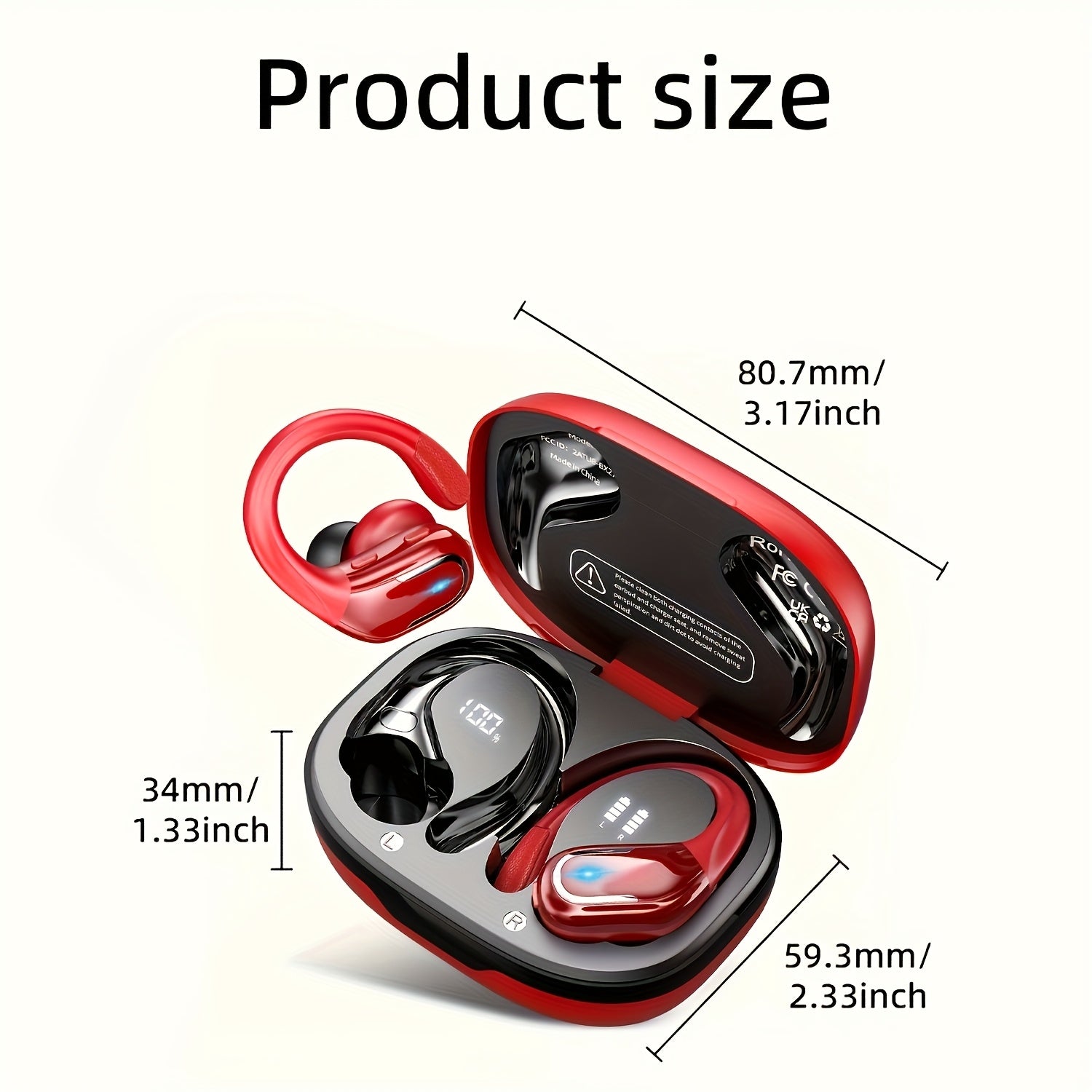 LIFEBEE New Wireless Earbuds For Running Sports, Wireless Earphones With Earhooks Pure Bass Sound, Over Ear Headphones With Dual-LED Display, Noise Cancelling Headset Built-in Microphone