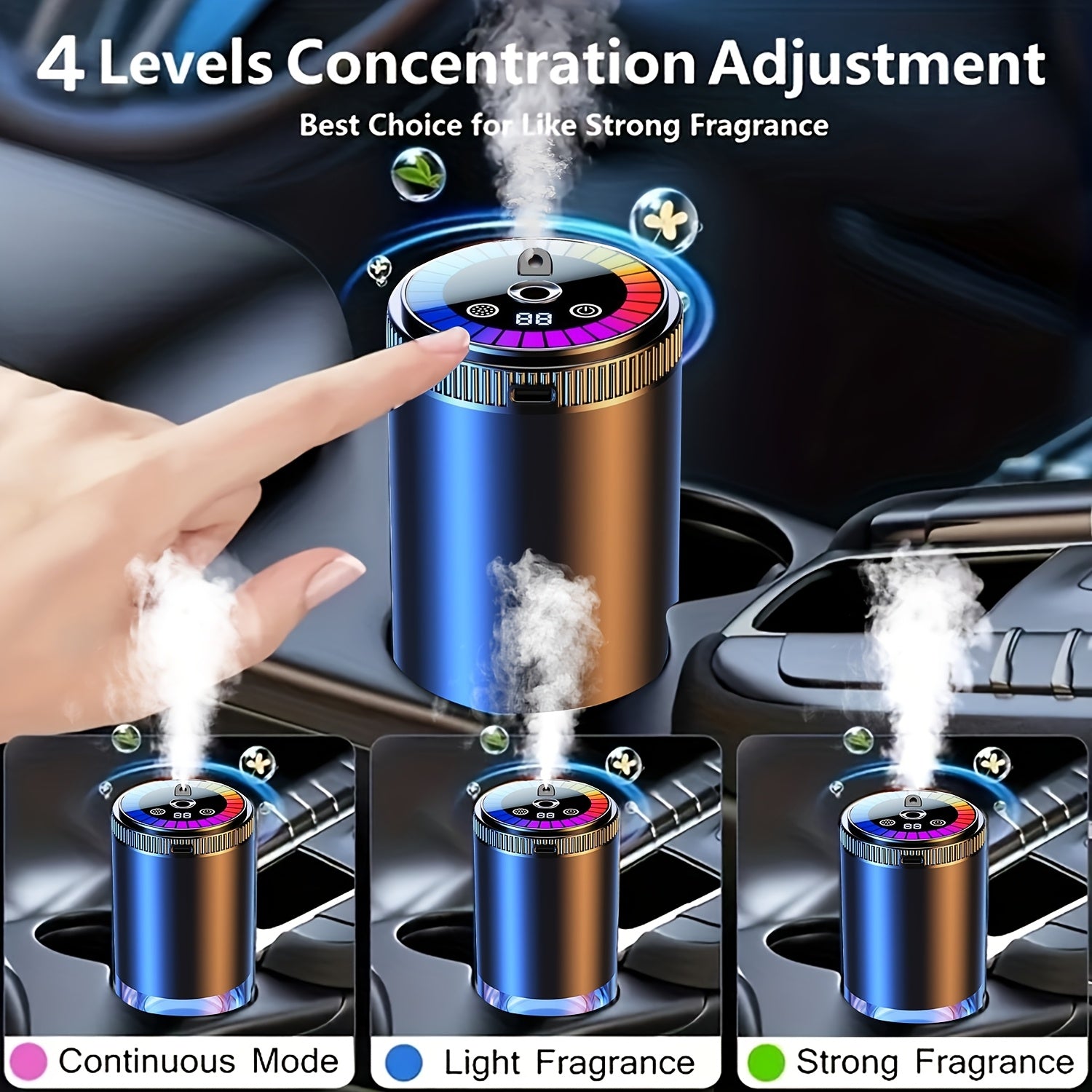 [Car Additions] Smart Car Aromatherapy Diffuser, Dynamic Light Show And Starry Sky Top Mode, Natural French Scented Essential Oil/Perfume, Adjustable Fragrance Concentration, Essential Oil Diffuser, Long-Lasting Freshness, Cologne Scent