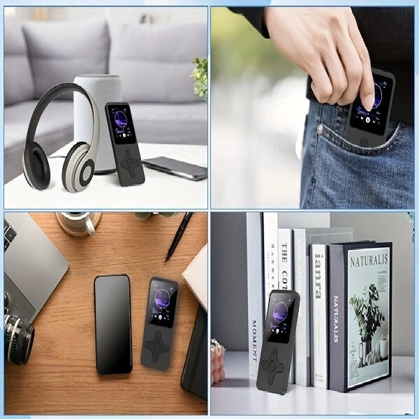 [Portable Wireless5.0] MP3 Player With Wireless & 64G Micro SD Card Build-In Speaker Wireless 5.0 Portable MP3 FM Radio Photo E-Book Reader 1.8 Inch Screen Supports Up To 64GB (Black)