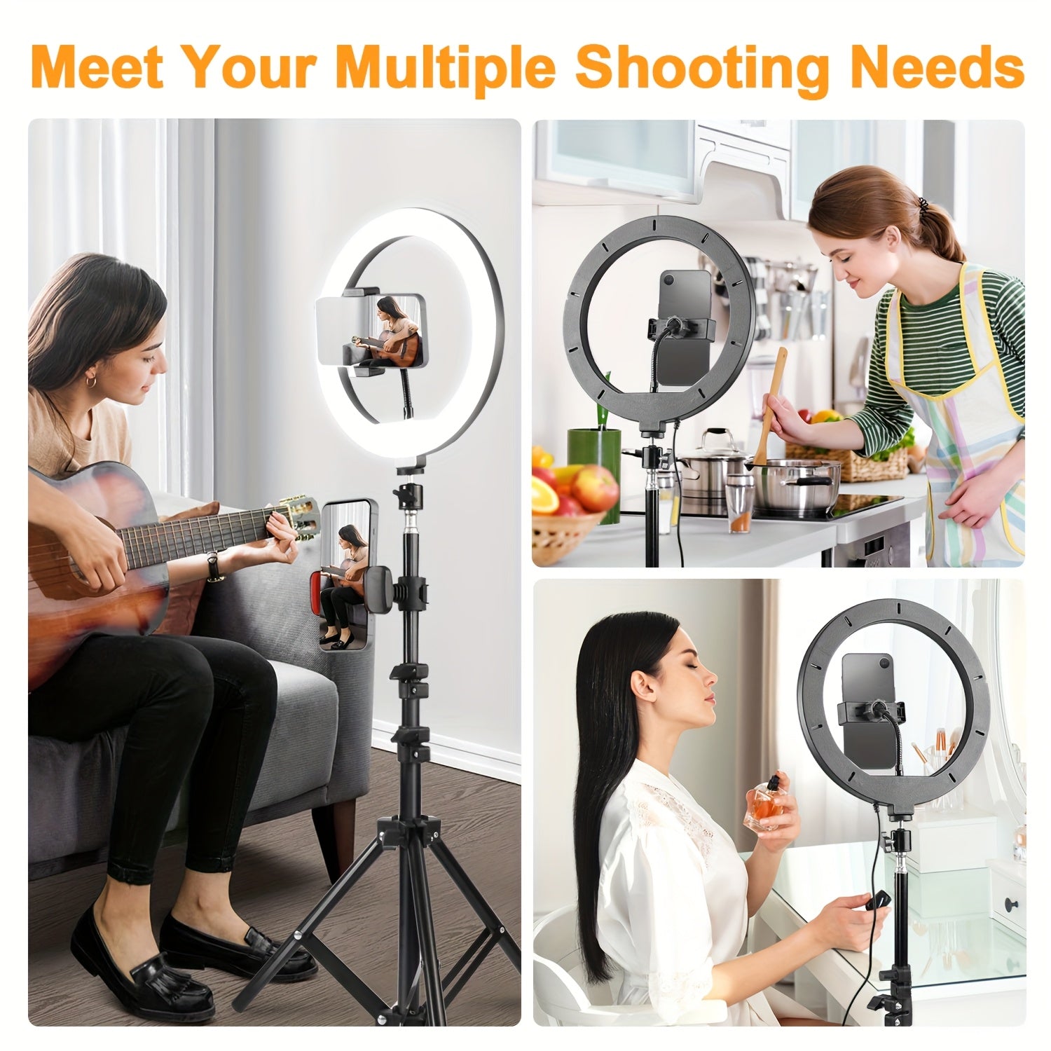 UEGOGO LED Photo Ring Light RGB With 43-Inch Adjustable Stand Phone Holder, USB Powered Studio Lighting For Photography, Video Recording, And Streaming - Portable Circle Fill Light For Outdoor Use