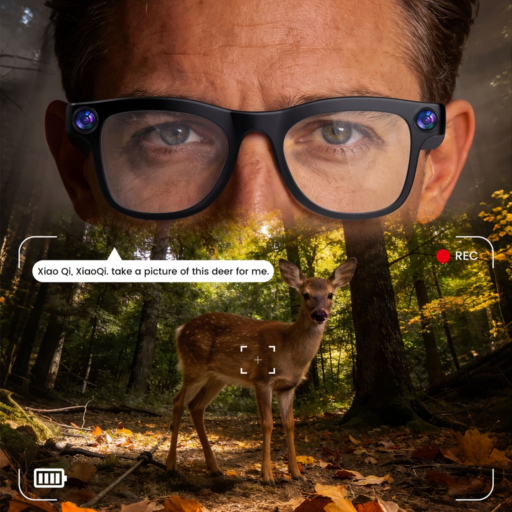 KLZO-AI Smart Glasses with 2MP HD Camera, Real-Time Voice Translation (100+ Languages), Bluetooth Calling & Music Player, Lightweight Wearable Recording Glasses Camera Glasses Ai Smart Glasses with Camera