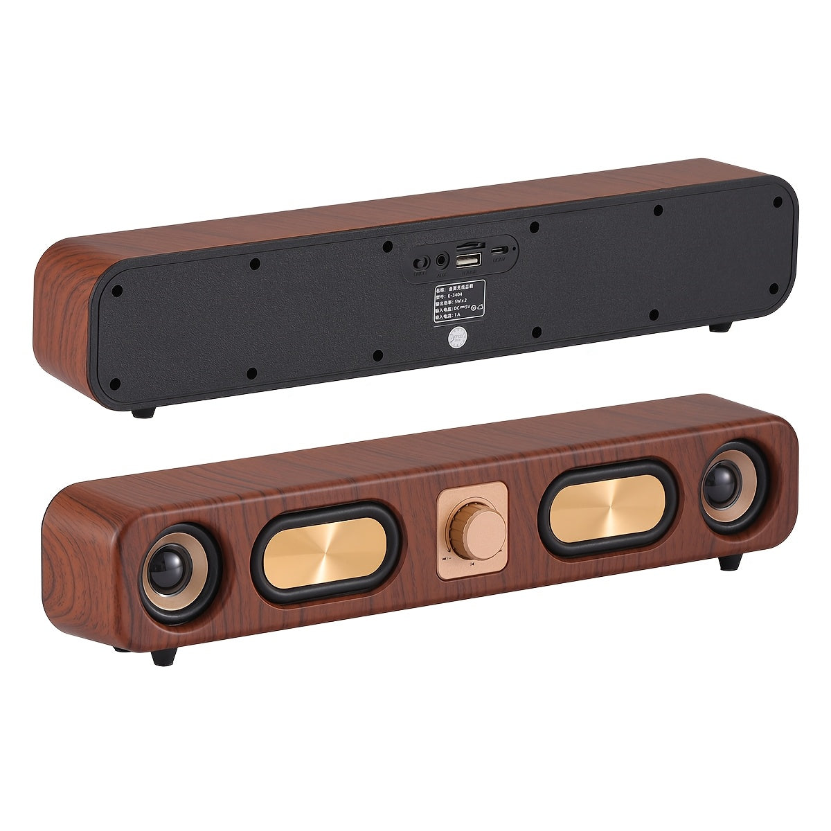 Retro Wood Color Bluetooth Speakers with Dual 2in Woofersm, 2 X 5W Wireless Sound Bar Speaker for Desktop, PC, Laptop, Tablet & Smartphone, Hands Free Call