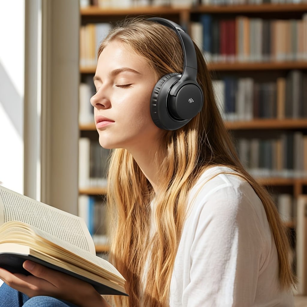 KVIDIO Wireless Over-Ear Headphones, Rich Bass, Hifi Stereo, Low Latency, 65 Hours Ultra-Long Battery Life, with Microphone, Foldable Lightweight Design, Suitable for Travel, Work