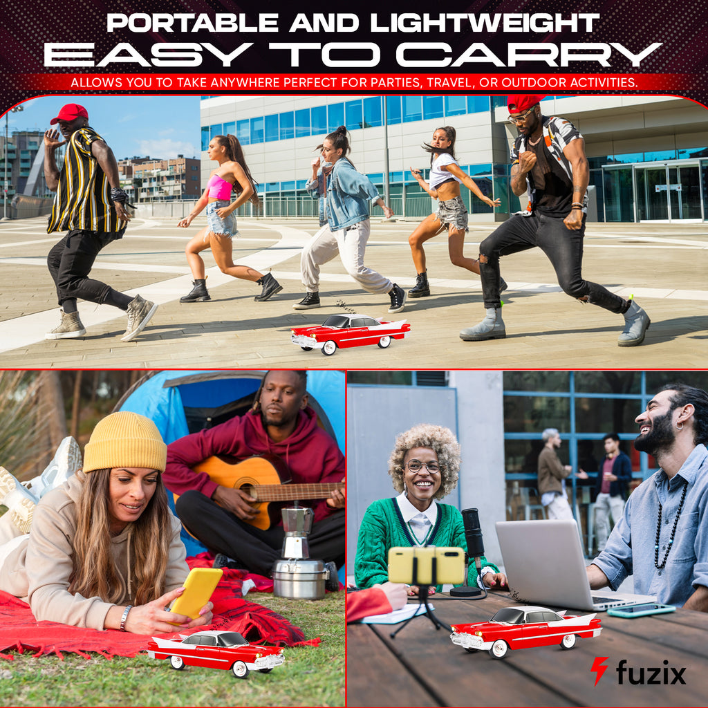 Fuzix WS-1965 Car Bluetooth Portable Speaker, Retro Car-Style Wireless Stereo Speaker with LED Headlights and Taillights, AUX/USB/TF/FM Radio Playback, Rechargeable Battery, High-Power Clear Sound, Multiple Playback Modes, Perfect Festival Gift, Ideal for