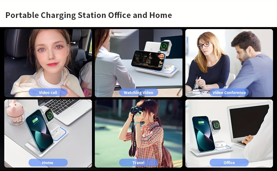 Wireless Charging Station 3-In-1 Standard 15W Fast Mag-Safe Charger Stand, Suitable for Iphone 17, 16, 15, 14, 13, 12, 11, 8, Pro Max/Pro/Mini/Plus, Iwatch Ultra 11/10/9/8, 7/6/5/4/3/2, SE, Airpods 4/3/2/Pro/Pro2/Pro3