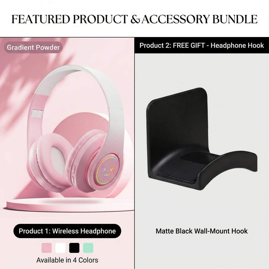 Universal Wireless Bluetooth Headphones with Over-ear Noise Cancellation, Bluetooth 5.3, Easy Pairing, Long Battery Life, Built-in Microphone for Calls, Foldable And Portable, Comfortable And Rechargeable. Ideal for Studying, Gaming, And Sports.