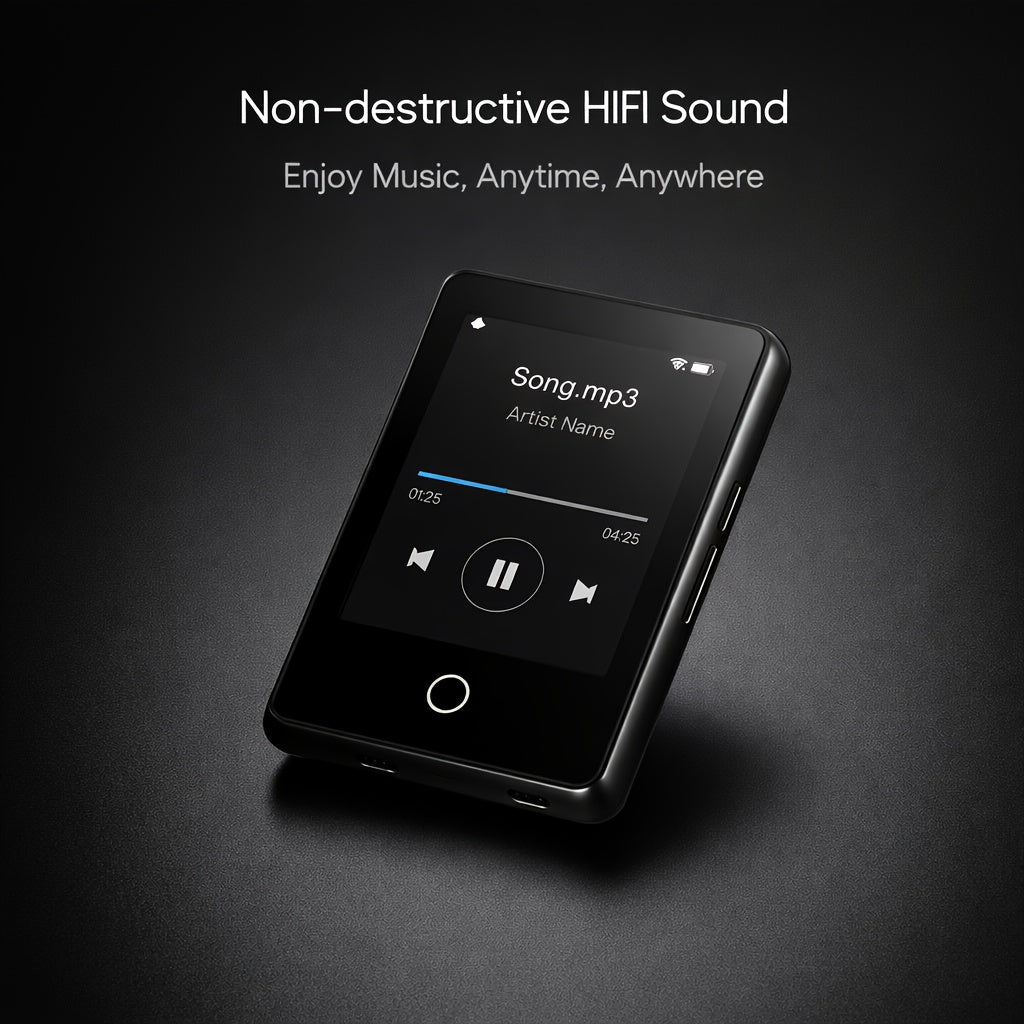 High-fidelity Touchscreen MP3 Player, Equipped with A 2.4-inch IPS HD Display, Supporting Music/video Playback, E-book Reading And Recording Functions, 128GB Expandable Storage Space, Suitable for Running, Traveling And Learning Scenarios.