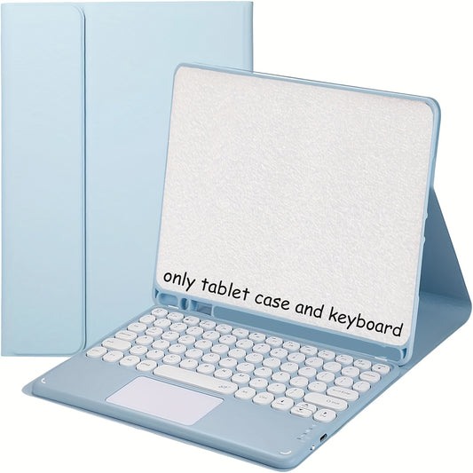 For 11" Tablet Keyboard Case with Multi-Touch Trackpad - Detachable Wireless Keyboard, Auto Sleep/Wake, Smart Folio Cover with Stylus Holder, Light Blue, Tablet Additions | Modern Tablet Case | Durable Tablet Case, Tablet Additions