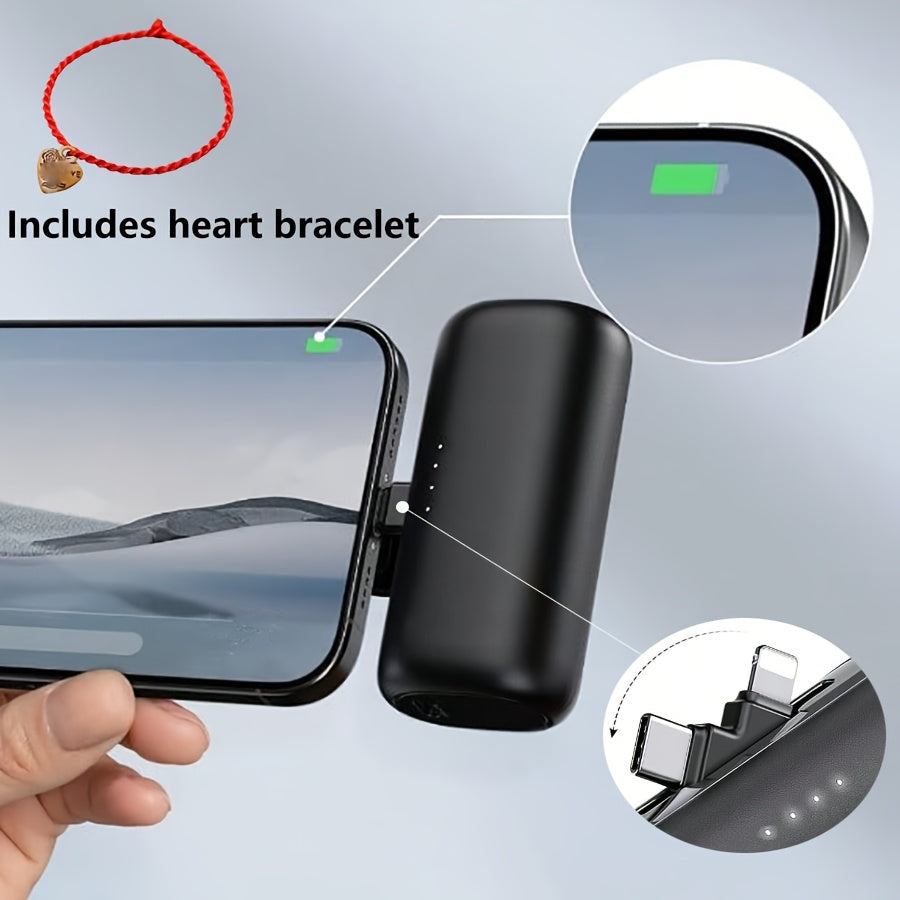 Portable Charger for Iphone with 2-In-1 Connector, 5000Mah Small Power Bank, Suitable for Iphone 17 16/15/14/13/12/11/Android