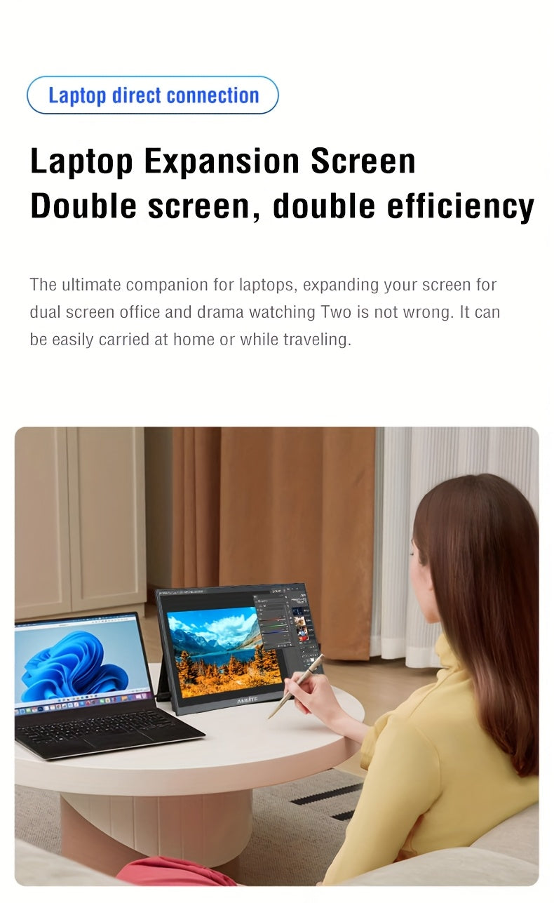 Anmite 10. 5 Inch IPS Portable Screen Monitor SRGB 100% 1280P USB TPYE-C Compatible Laptop Second Screen Gaming Extension Monitor for Mac PS4 PS5pcs Raspberry Pi