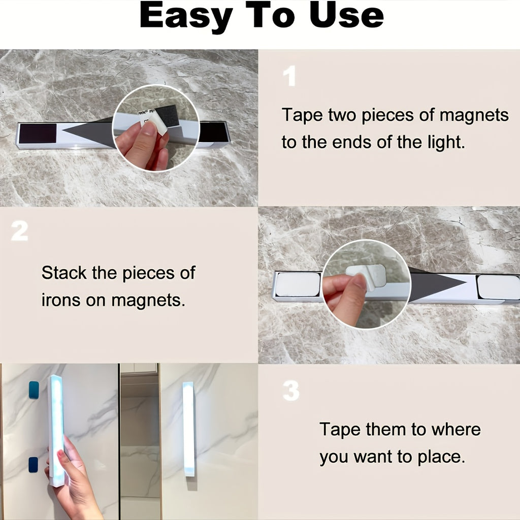 6pcs Intelligent LED Human Body Sensing Dimming Cabinet Lights, USB Charging, 3-speed Adjustable Mode, Wireless Night Lights Suitable for Bedrooms, Stairs, Kitchens, Smart Offices, Piano Rooms And Dance Studios, Bedside Reading Lights