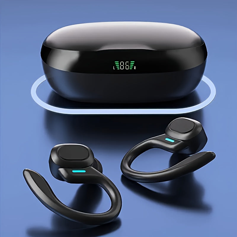 1pc True Wireless Earbuds With Mic, TWS In-Ear Headphones With ENC Noise Cancelling, Touch Control Volume, Wireless Earhook, LED Display Charging Case, Semi-Open-Back, BT 5.4 Compatible With Cellphones, 300mAh Rechargeable Battery, Type-C Charging