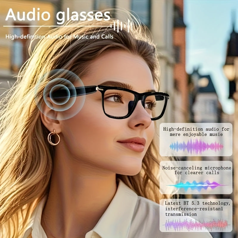 AI Smart Glasses, Supporting Real-time Translation in 160 Languages, Equipped with a GPT Chat System, Unisex Multifunctional Audio Glasses with Built-in Microphone and Speaker, Featuring Music Playback and Hands-free Calling During Calls
