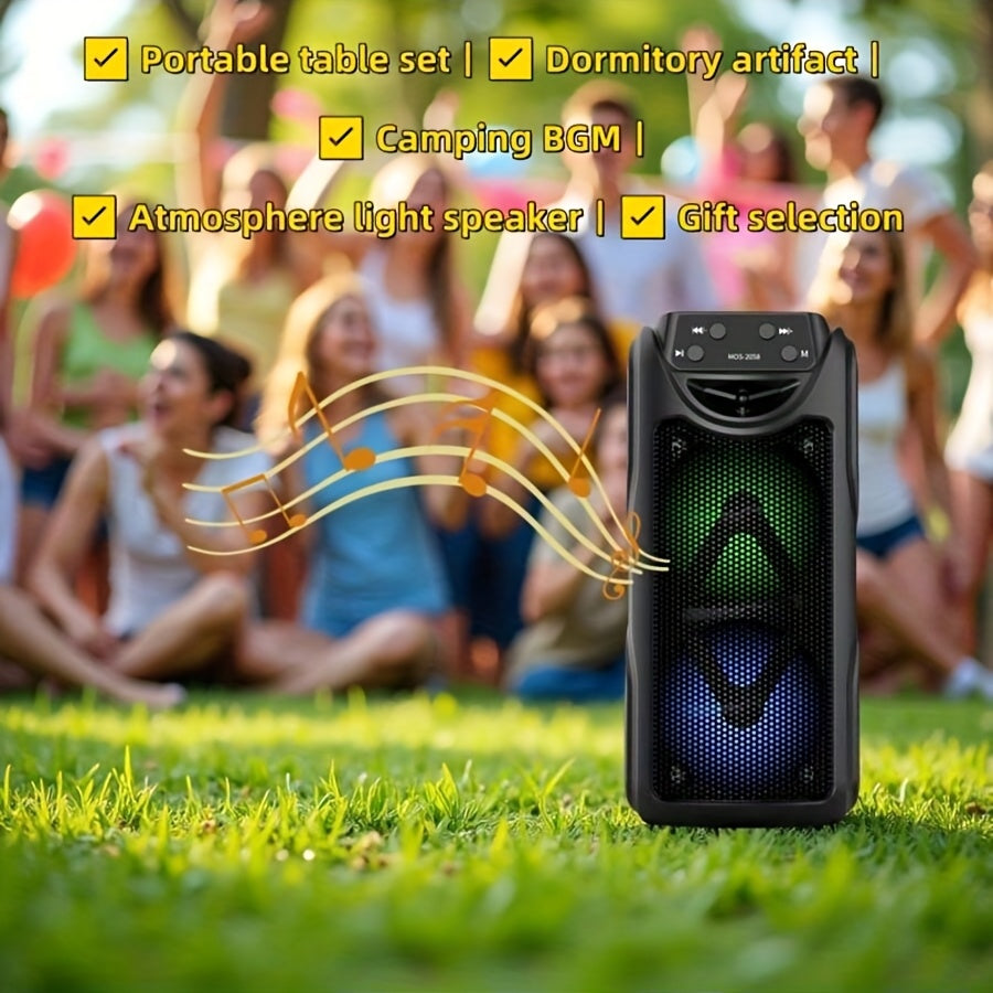 MOS-2058 Wireless Portable Speaker Outdoor Speaker with LED Ambient Lighting Stereo Dual Speaker System Ideal for Bedrooms/Living Rooms/Parties/Outdoor Camping