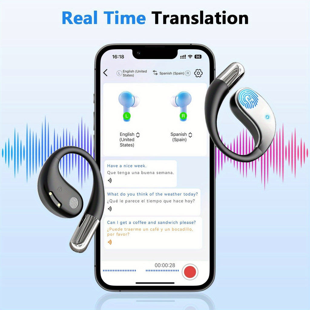 AI Language Translator Earbuds, 156 Languages & Accents Real-Time 3-in-1 Translation Earbuds, Wireless Headphones Fit IOS & Android, Translation Device For Travel Business Learning, 2026 AI Real-Time Translation Earbuds, Wireless 6.1