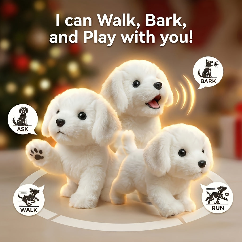 [Ideal Gift] The New Simulation Machine Dog Puppy Interacts Like a Real Electronic Dog And Is Suitable for Children to Play With. Interactive Toys That Can Walk And Make Sounds. The Special Edition Comes with a Drawstring And a Cute Bow Tie. Ideal Birthda