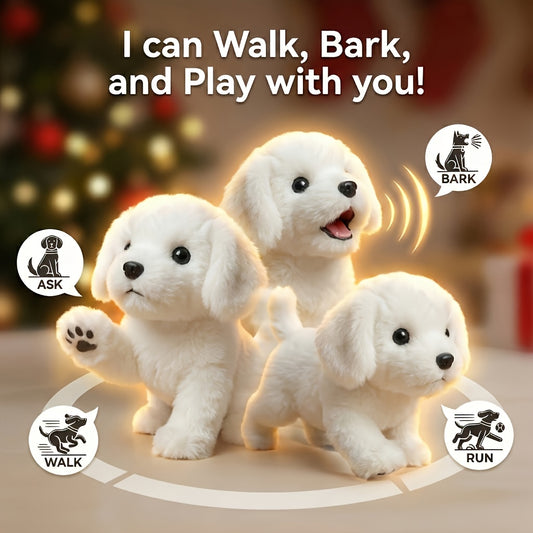 [Ideal Gift] The New Simulation Machine Dog Puppy Interacts Like a Real Electronic Dog And Is Suitable for Children to Play With. Interactive Toys That Can Walk And Make Sounds. The Special Edition Comes with a Drawstring And a Cute Bow Tie. Ideal Birthda