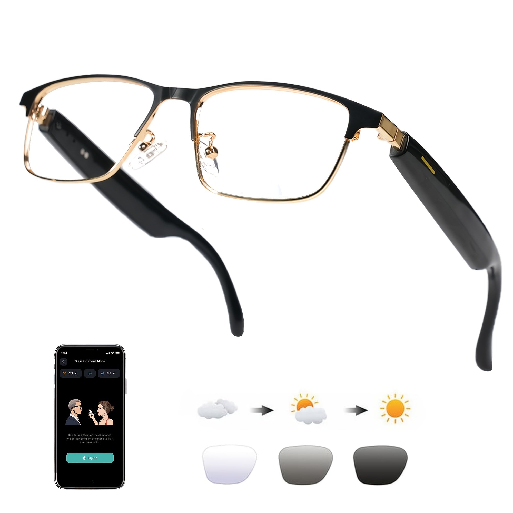 OICIIDO New AI Smart Glasses Support Real-time Translation for 160+ Languages And Video Translation. Equipped with Chat GPT System. Multifunctional Audio Glasses for Men And Women. Built-in Microphone And Speaker. HD Voice Calls And Hi-Fi Music