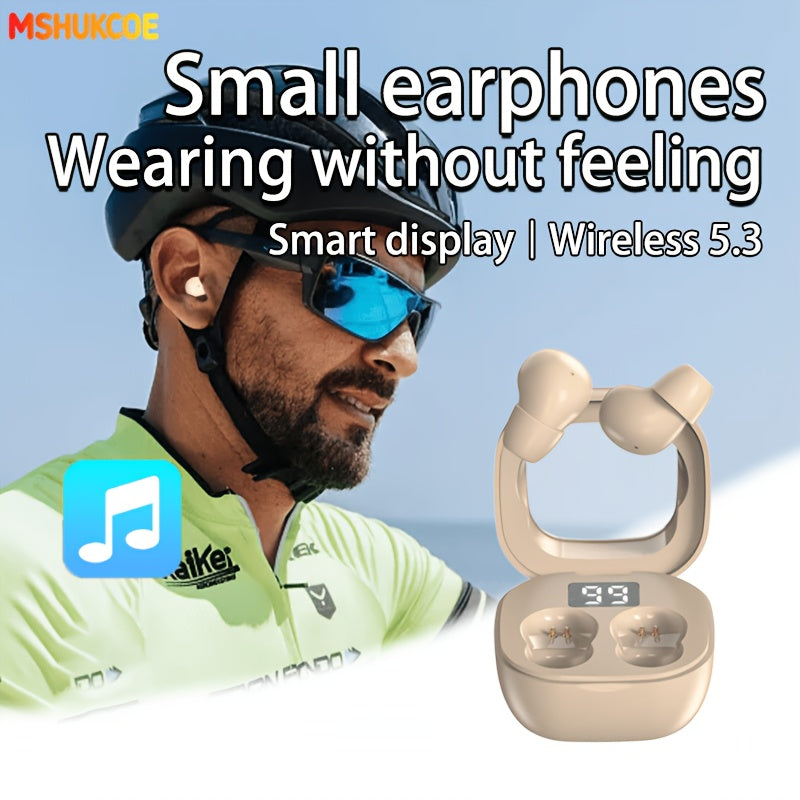 MSHUKCOE Invisible Sleeping Headphones - Ultra Thin Sports in Ear Wireless Wireless Earphones, 6D Bass Sound Effect HIFI Music Earbuds, Low Latency, Dual Noise Reduction And Sleep/Game Mode, Ultra Long Battery Life, Suitable for Birthday Gifts