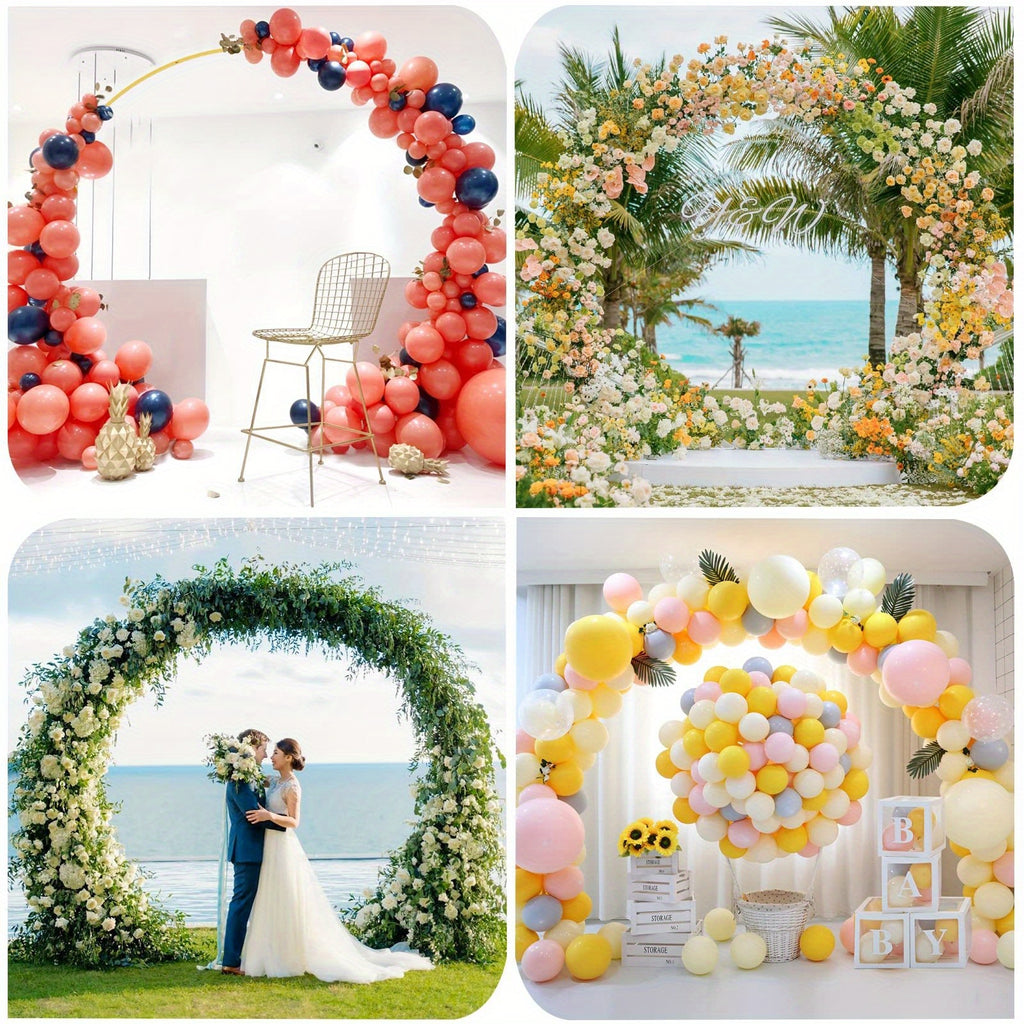 8ft Balloon Wedding Arch Round Background Stand & Square Arch Backdrop Stand, Reusable Event Decoration, Perfect For Weddings, Valentine'S Day, Birthdays, Parties, Friends' Gatherings, Christmas, And Garden Decoration
