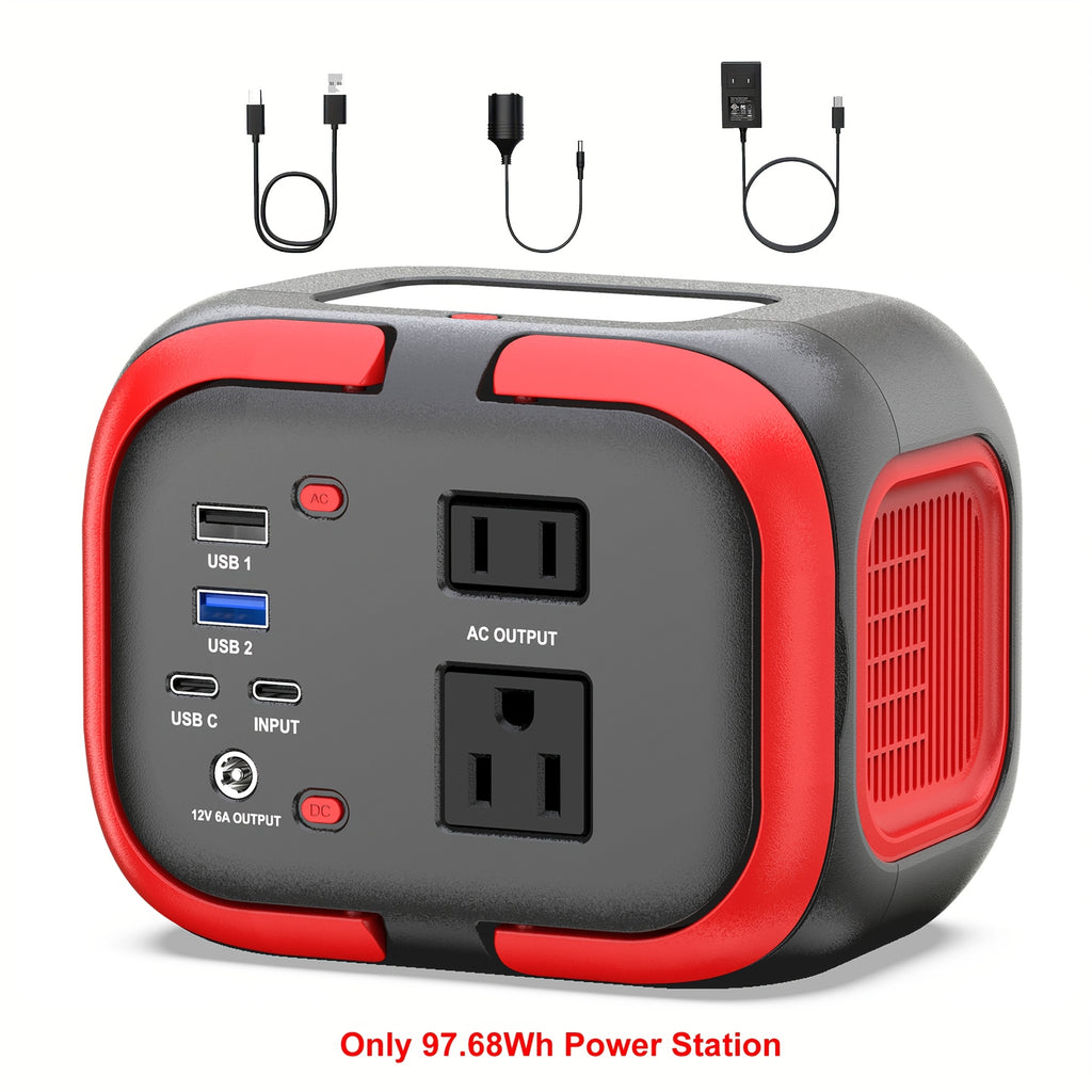 120W Portable Power Station 97.68Wh Power Bank With AC Outlet Portable Charger With USB-A USB-C Outputs Battery Bank Supply For Outdoor Camping RV Home Use Emergency Backup (solar Panels Optional)