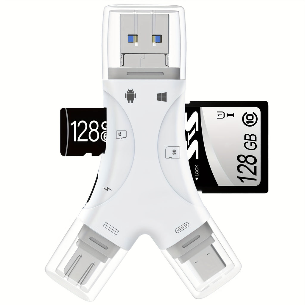 SD Card Reader for iPhone, iPad, Android, Mac, Computer, Camera, 4 In1 Micro SD Card Reader Trail Camera Viewer, Portable Memory Card Reader SD Card Adapter for SD And TF Cards