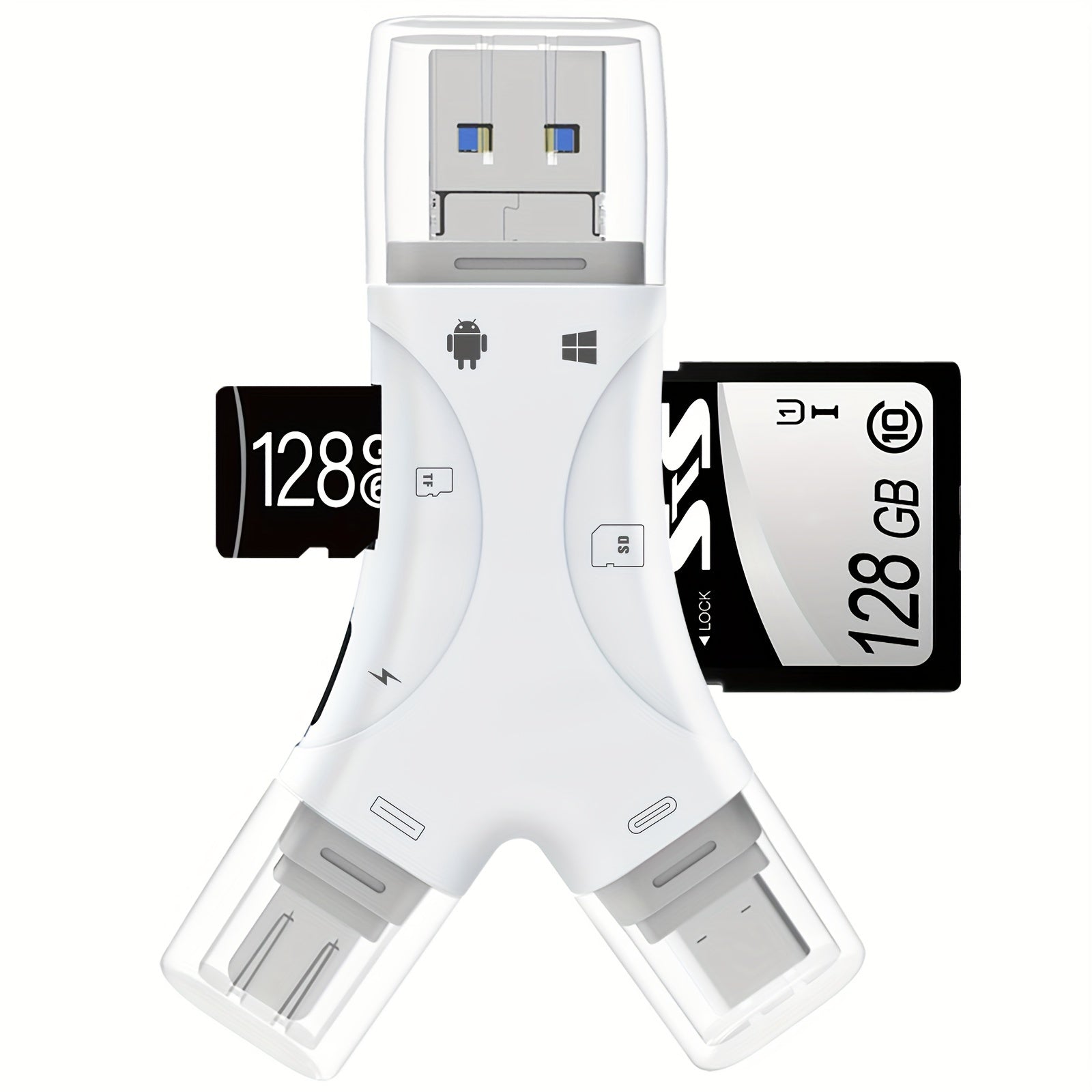 SD Card Reader for iPhone, iPad, Android, Mac, Computer, Camera, 4 In1 Micro SD Card Reader Trail Camera Viewer, Portable Memory Card Reader SD Card Adapter for SD And TF Cards